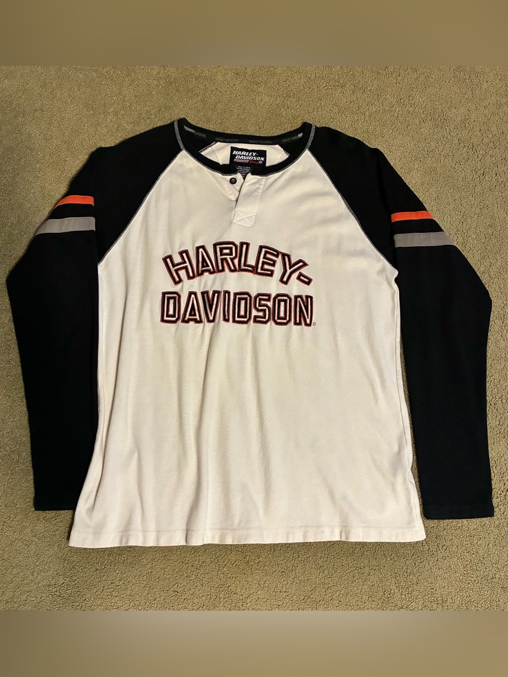 Harley-Davidson Racing Mens Shirt Colorblock Long Sleeves L Biker Top Motorcycle